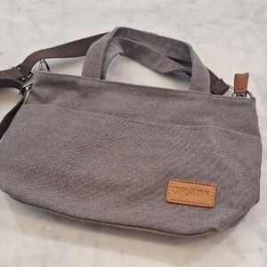 Oflamn Gray Canvas Handle Shoulder Adjustable Strap Messenger Bag Travel Purse